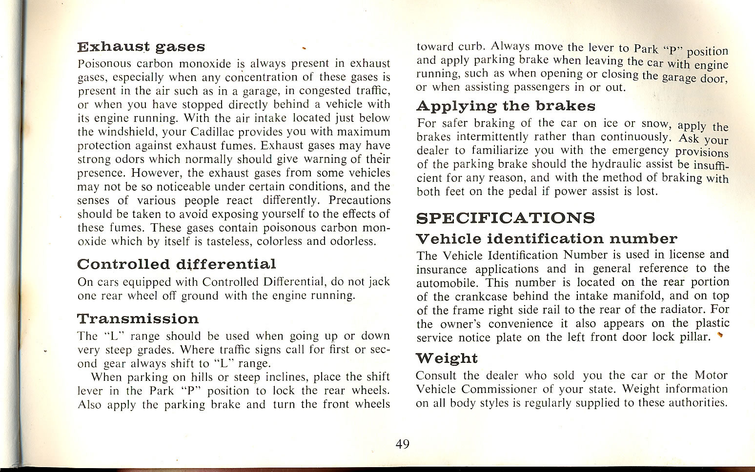 1965 Cadillac Owners Manual Page 13